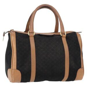 GUCCI Micro GG Canvas Boston Bag Black Gold Auth 151992